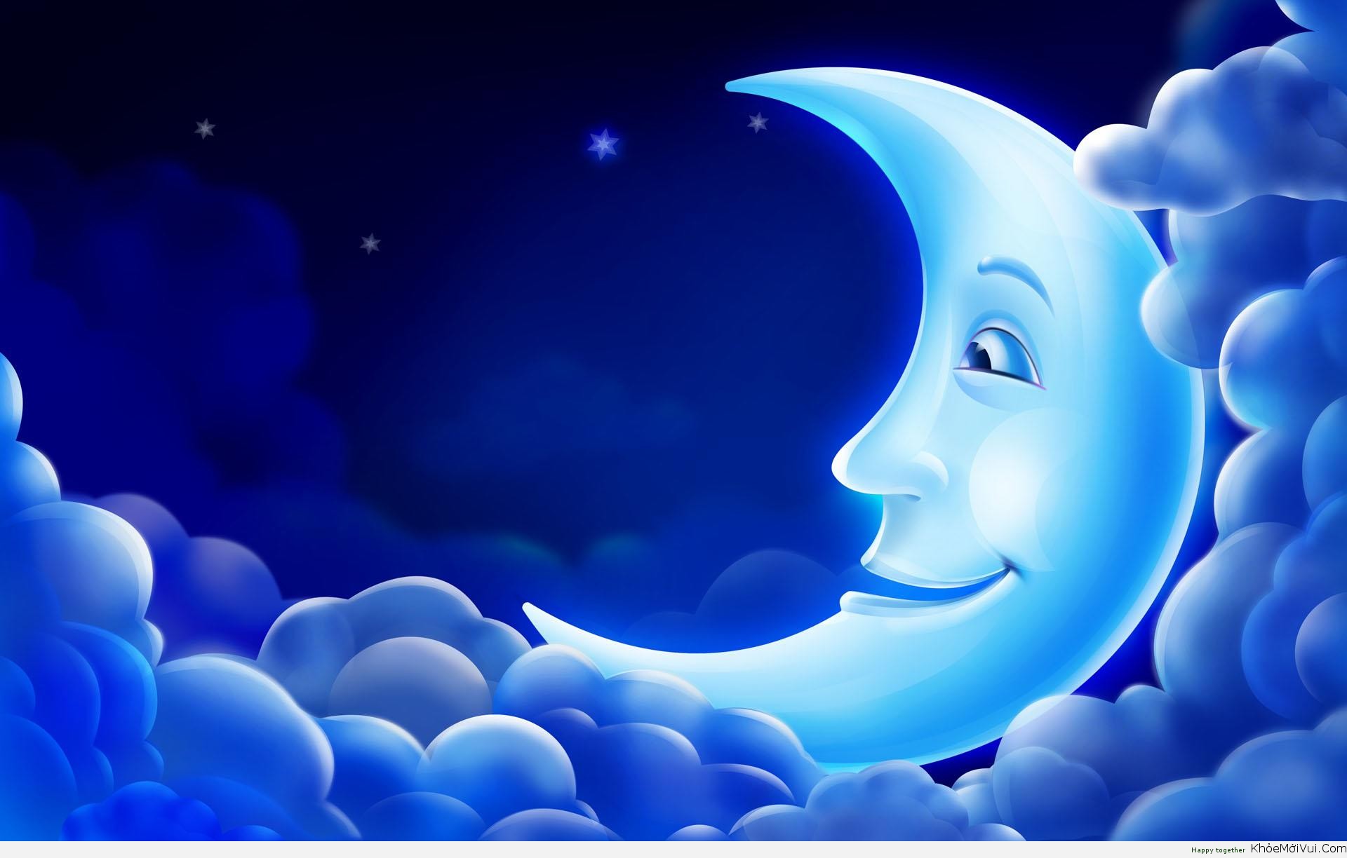 Звучание ночи. Сказочный месяц. Сказочное небо. Сказочная Луна. Луна улыбается.